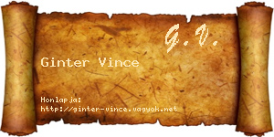 Ginter Vince névjegykártya